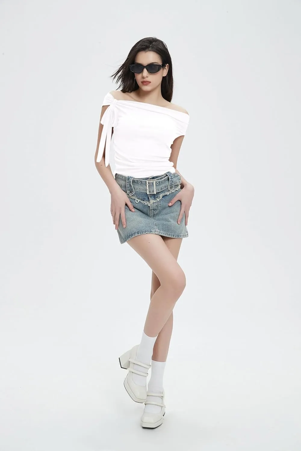 Off The Shoulder Tops for Women Crop Tank Tops Shirts with Ruched Sides Vacation Outfits Summer Spring Fashion Sexy Y2k