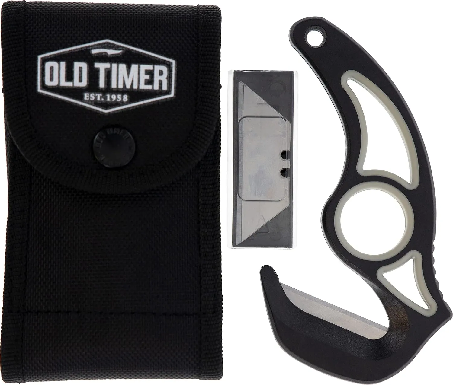 Old Timer Replaceable Blade Gut Hook with Interchangeable Razor Blades, TPE Grip Handle, and Lightweight Construction for Hunting, Skinning, Field Dressing, Meat and Wild Game Processing, and Outdoors