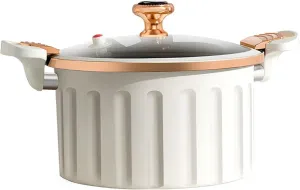 Olla de presion Non-stick Enamel Micro Pressure Cooker,Enamel Lining Pressure Cooker Non-Stick Push Pull Lock Pressure Pot with Lid Silicone Seal Spill-Proof Valve Pressure Pot,White