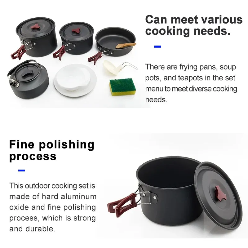 Outdoor Camping Cookware Set: Compact and Durable Kit for Hiking and Picnics