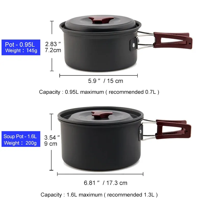 Outdoor Camping Cookware Set: Compact and Durable Kit for Hiking and Picnics