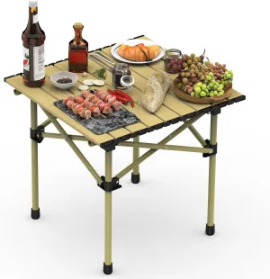 Outdoor Camping Table Foldable Compact Table for 2-4 Person Portable Camp Table with Steel Roll Up Tabletop and Carry Bag for Camping, Picnics, Outdoor Activities (20.87''W x 19.7''D x 19.5''H)