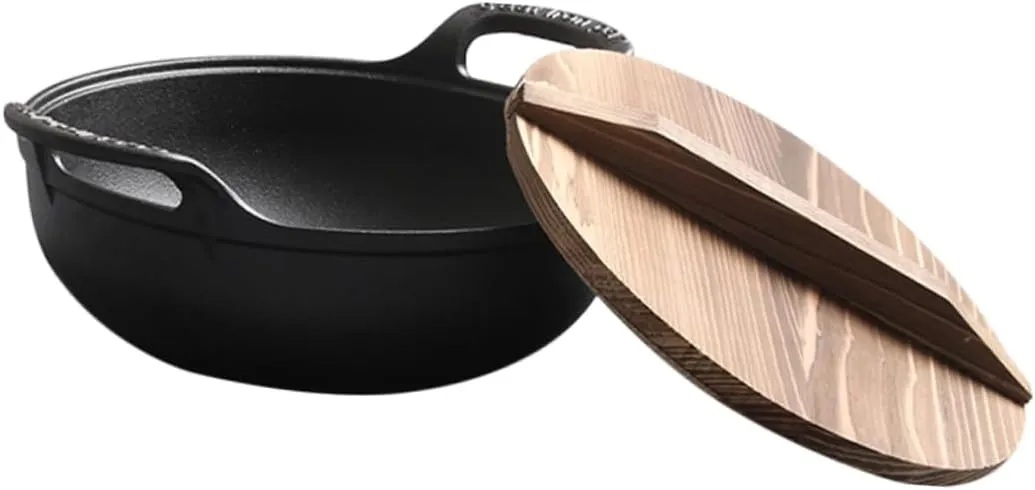 Outdoor Cast Iron Cooking Pot No Coating Non Stick Skillet with Side Handle for Camping and Hiking Durable Heat Resistant Design for Family Meals