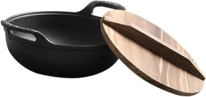 Outdoor Cast Iron Cooking Pot No Coating Non Stick Skillet with Side Handle for Camping and Hiking Durable Heat Resistant Design for Family Meals