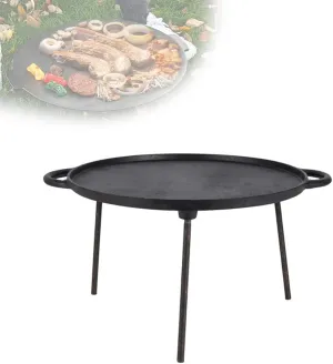 Outdoor Large Charcoal Grill Plate, Cake Pit, Cast Iron Pan, Camping Frying Driving Wrought, Barbecue Portable Folding
