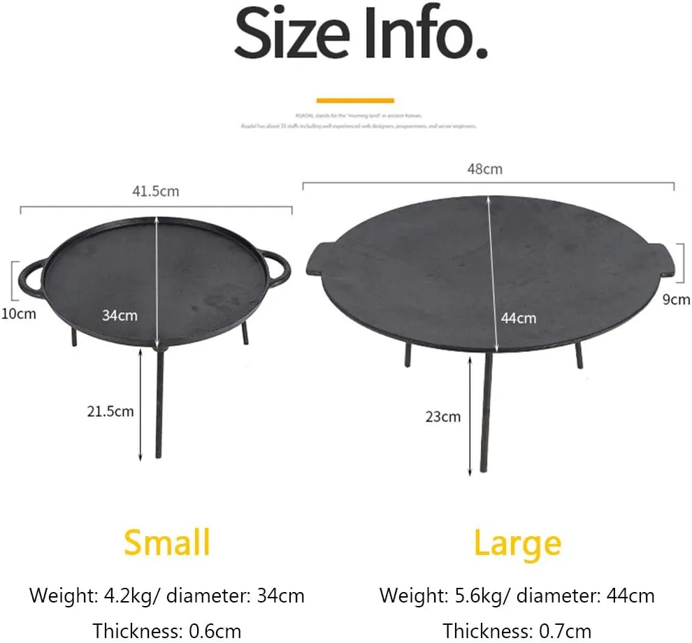 Outdoor Large Charcoal Grill Plate, Cake Pit, Cast Iron Pan, Camping Frying Driving Wrought, Barbecue Portable Folding