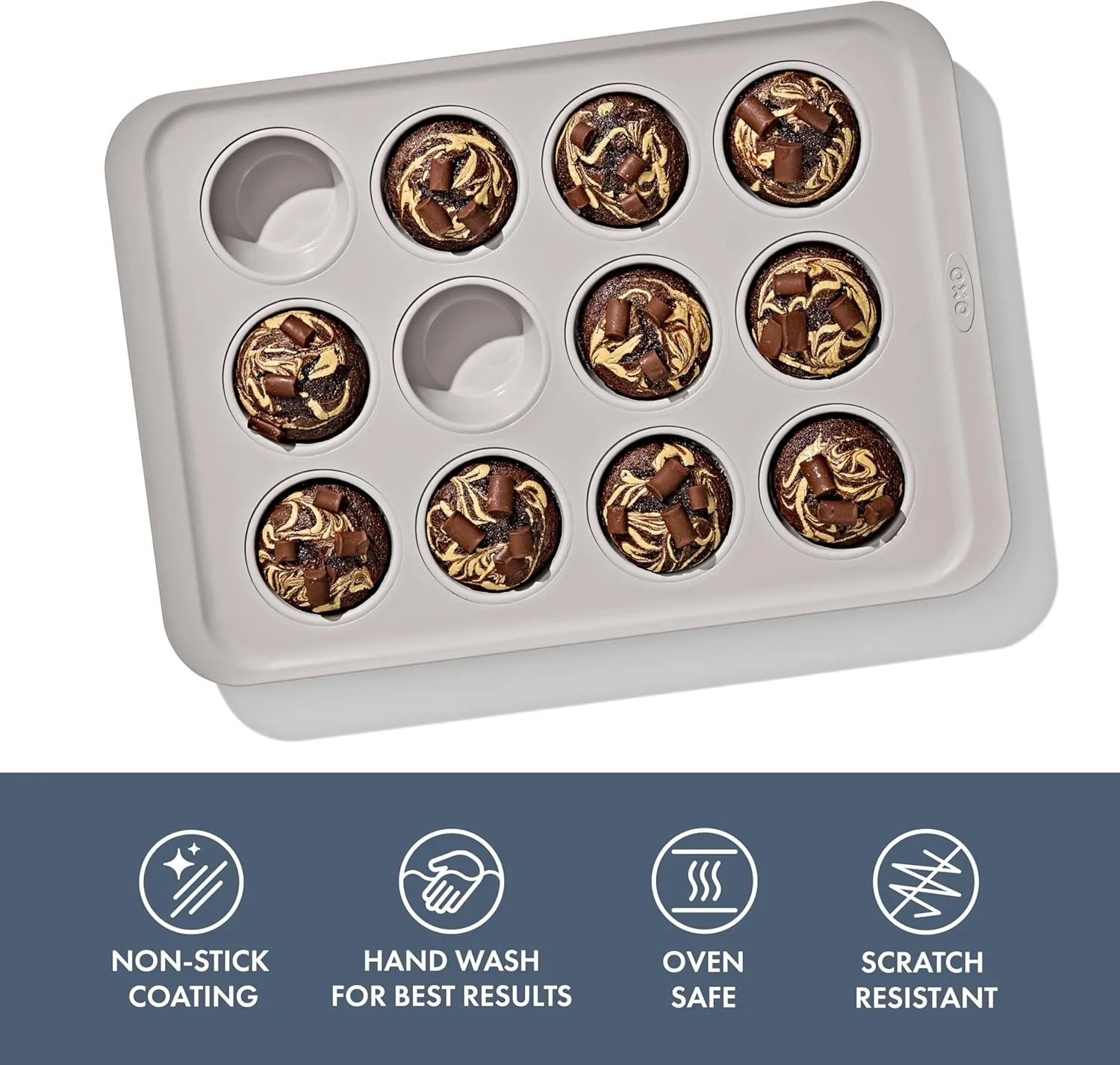 OXO Good Grips Non-Stick Pro Ceramic Coated Metal Bakeware 12 Cup Muffin Pan – Storm Blue