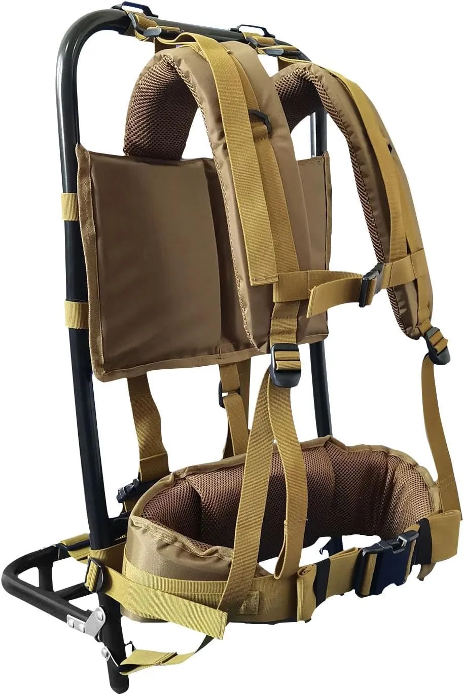 Pack Frames for Hunting, Foldable Hunting Pack Frame Hiking Backpack Frame, Hunting Backpack Frame Portable Backpack Accessories for Travel, Outdoor Activity - Khaki