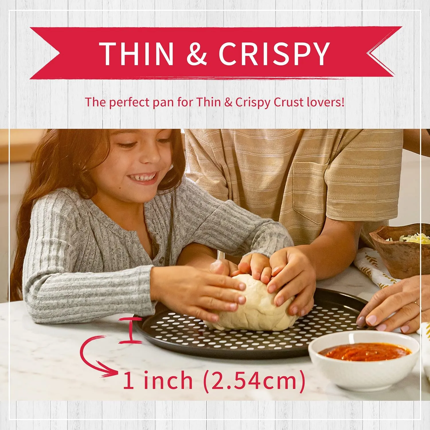 Pack of 2 Pizza Pans with holes 13 inch - Professional set for restaurant type pizza at home grill barbecue