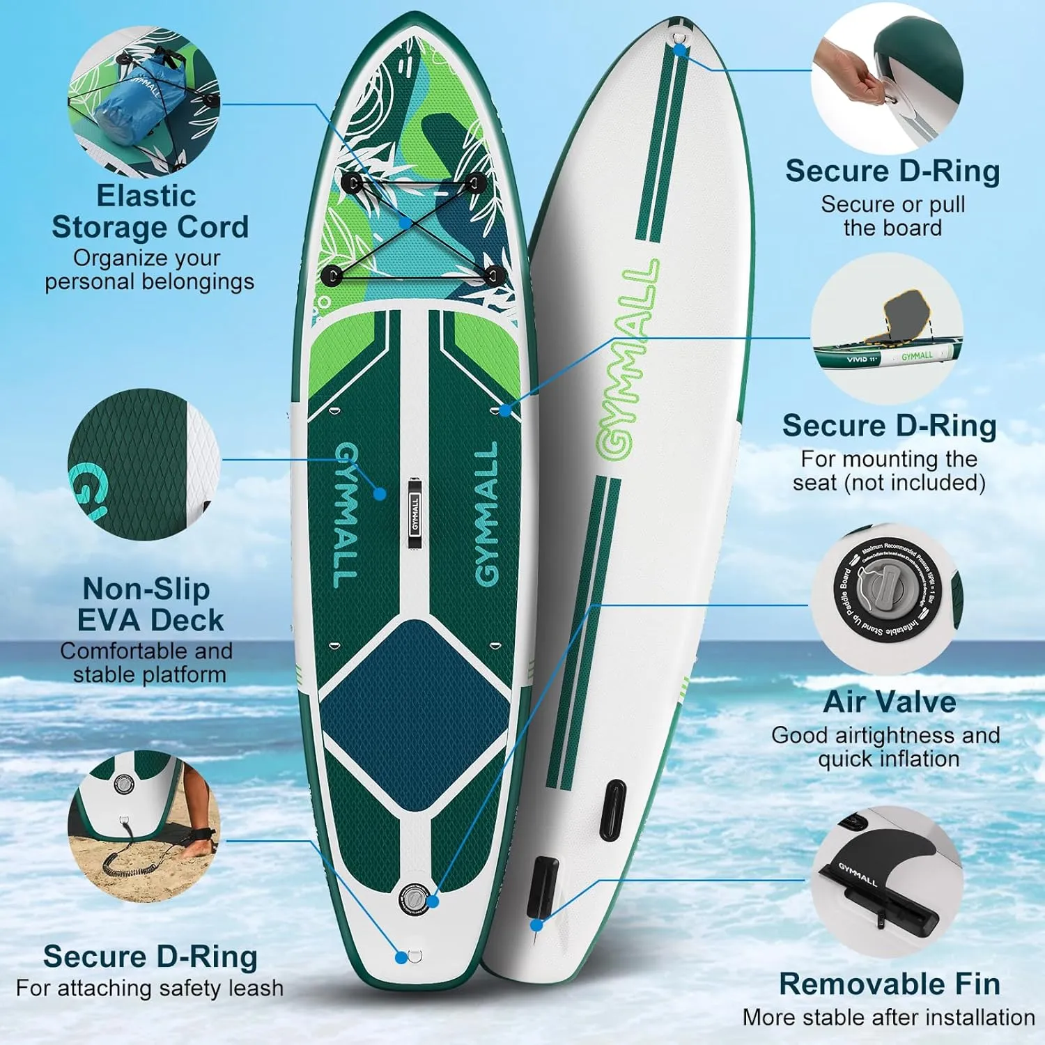 Paddle Board, Inflatable Stand Up SUP Paddle Boards for Adults & Youths of All Skill Levels, Wide & Non-Slip Deck Design Blow Up Paddleboards with Premium Accessories & Storage Bag