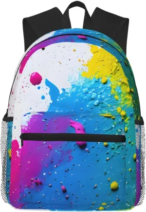 Paint Splatter Backdrop College Backpack For Women Men,Lightweight Travel Bag Backpack With Pockets