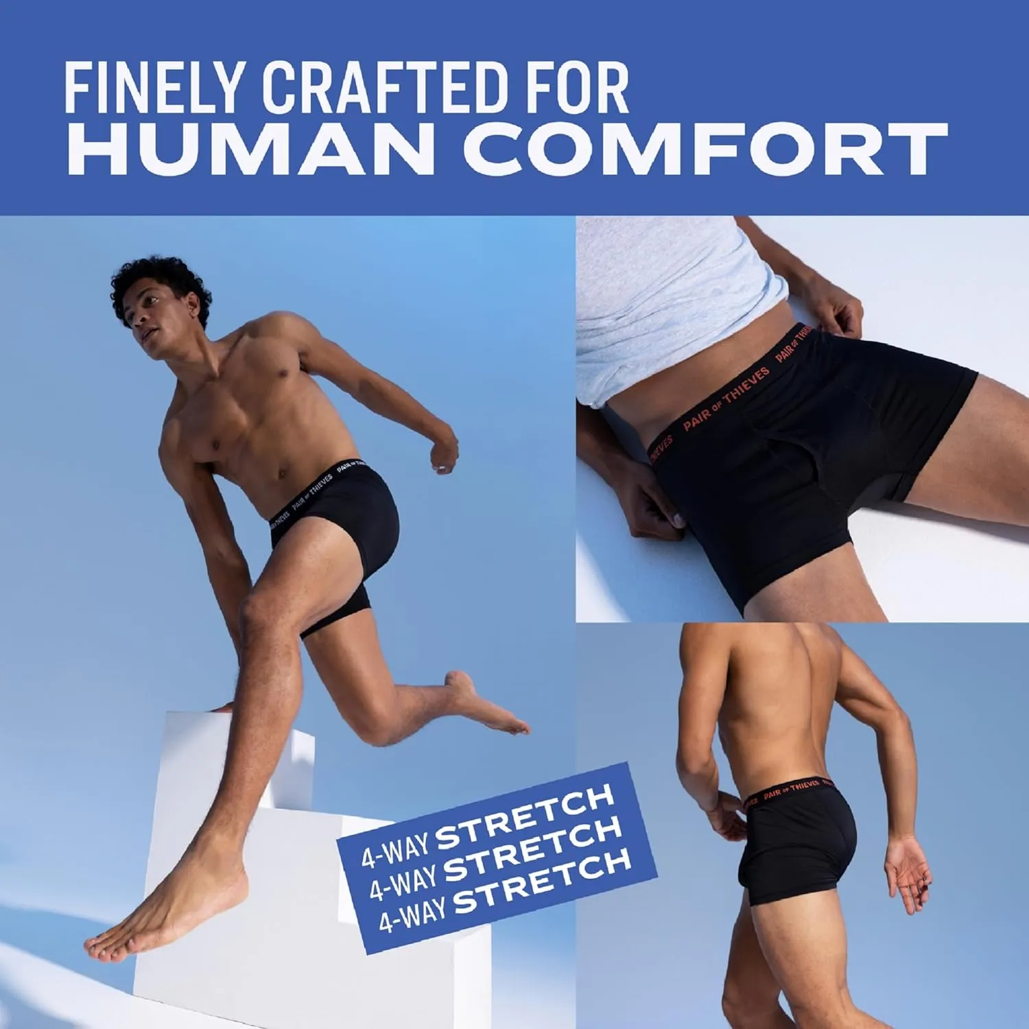 Pair of Thieves 4 Pack Men’s Boxer Briefs - Soft, Stretchy, Moisture-Wicking Underwear for All-Day Comfort and Support