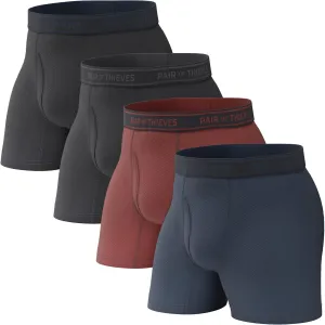 Pair of Thieves 4 Pack Men’s Boxer Briefs - Soft, Stretchy, Moisture-Wicking Underwear for All-Day Comfort and Support