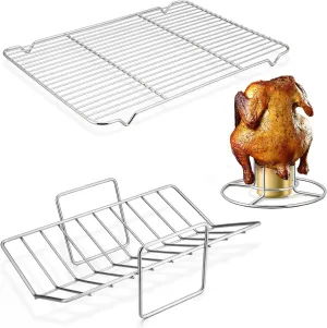P&P CHEF Baking Cooking Rack Set, Stainless Steel Roasting Grilling Racks, 3 Different Types of Racks for Cookies Meat Chicken Turkey, Oven & Dishwasher Safe, Indoor & Outdoor Use, Healthy & Durable