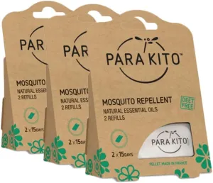 PARA'KITO Refill Pellets for Mosquito Repellent Bracelets, Mosquito Pellets with Citronella Oil, Hiking & Camping Accessories, 3 x 2 Refills (15 Days Each)