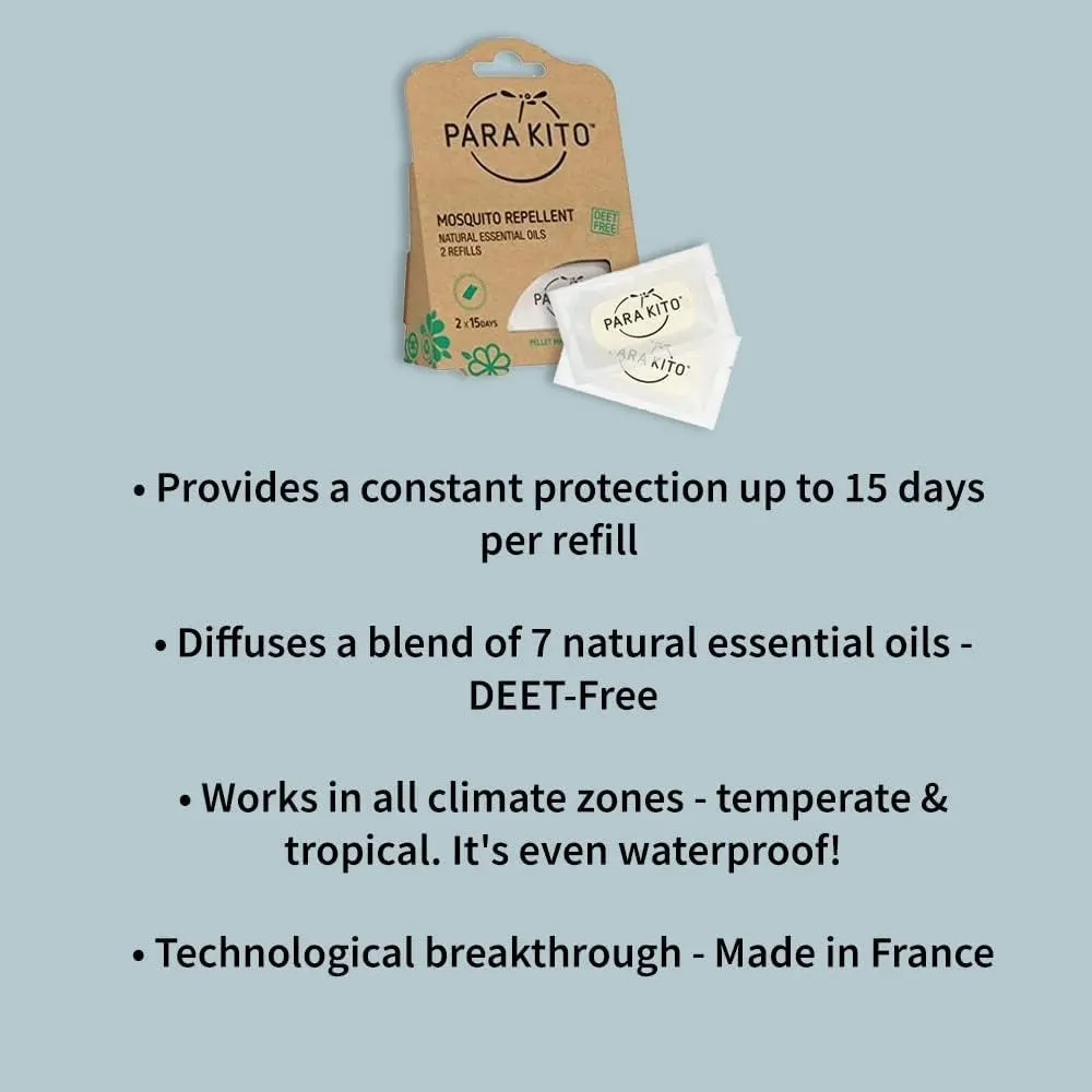 PARA'KITO Refill Pellets for Mosquito Repellent Bracelets, Mosquito Pellets with Citronella Oil, Hiking & Camping Accessories, 3 x 2 Refills (15 Days Each)