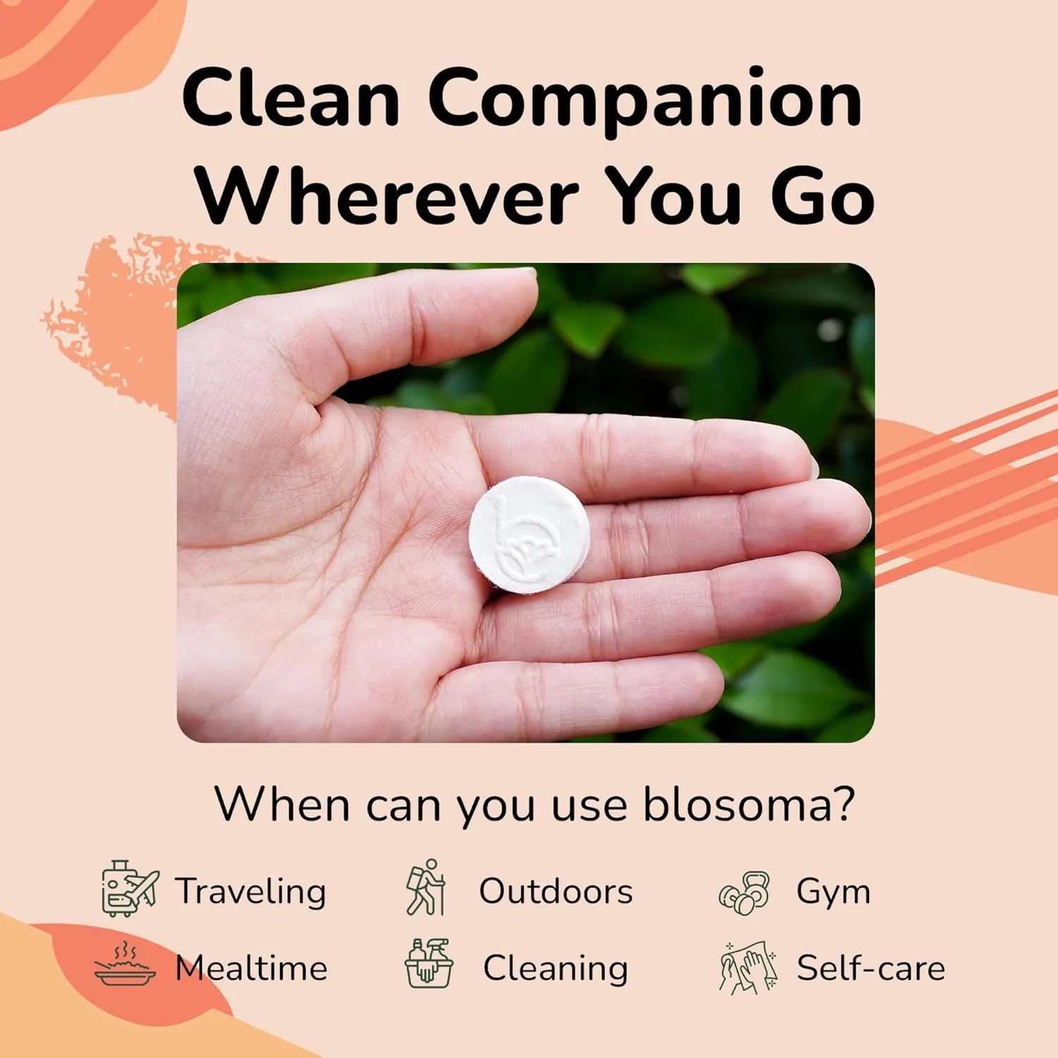 Peach Compressed Towel Tablets – Disposable Cotton, Instant Expandable water activated Face Towels, Travel-Friendly, Biodegradable Moisturizing Towels for Camping and Outdoors (Pack of 50)