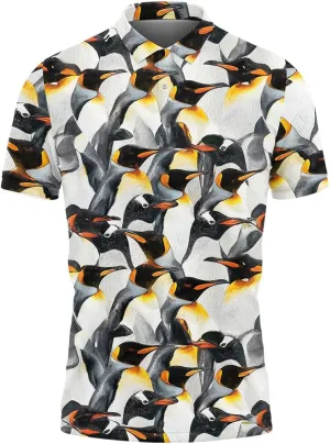Penguin Polo Golf Shirts for Men Women - Cute Animal Mens Polo Shirts Short Sleeve Mens Polo Shirts Dry Fit Serie 102
