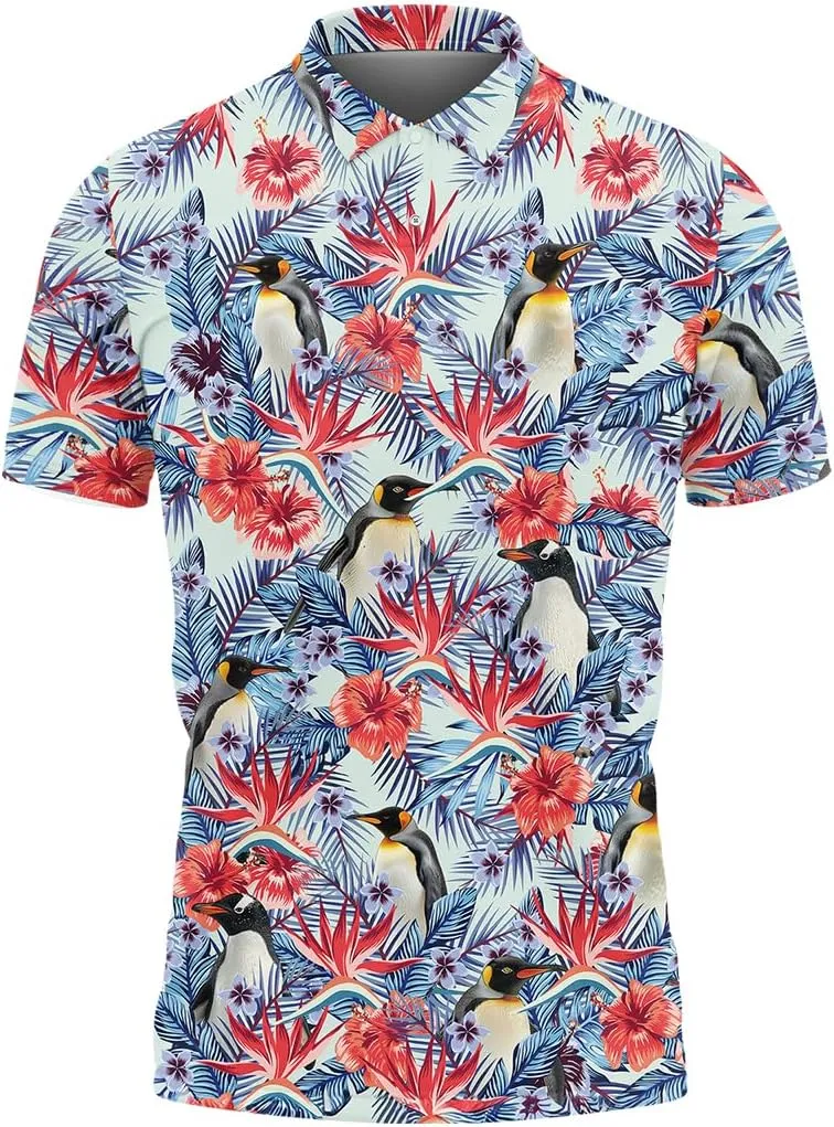 Penguin Polo Golf Shirts for Men Women - Cute Animal Mens Polo Shirts Short Sleeve Mens Polo Shirts Dry Fit Serie 102