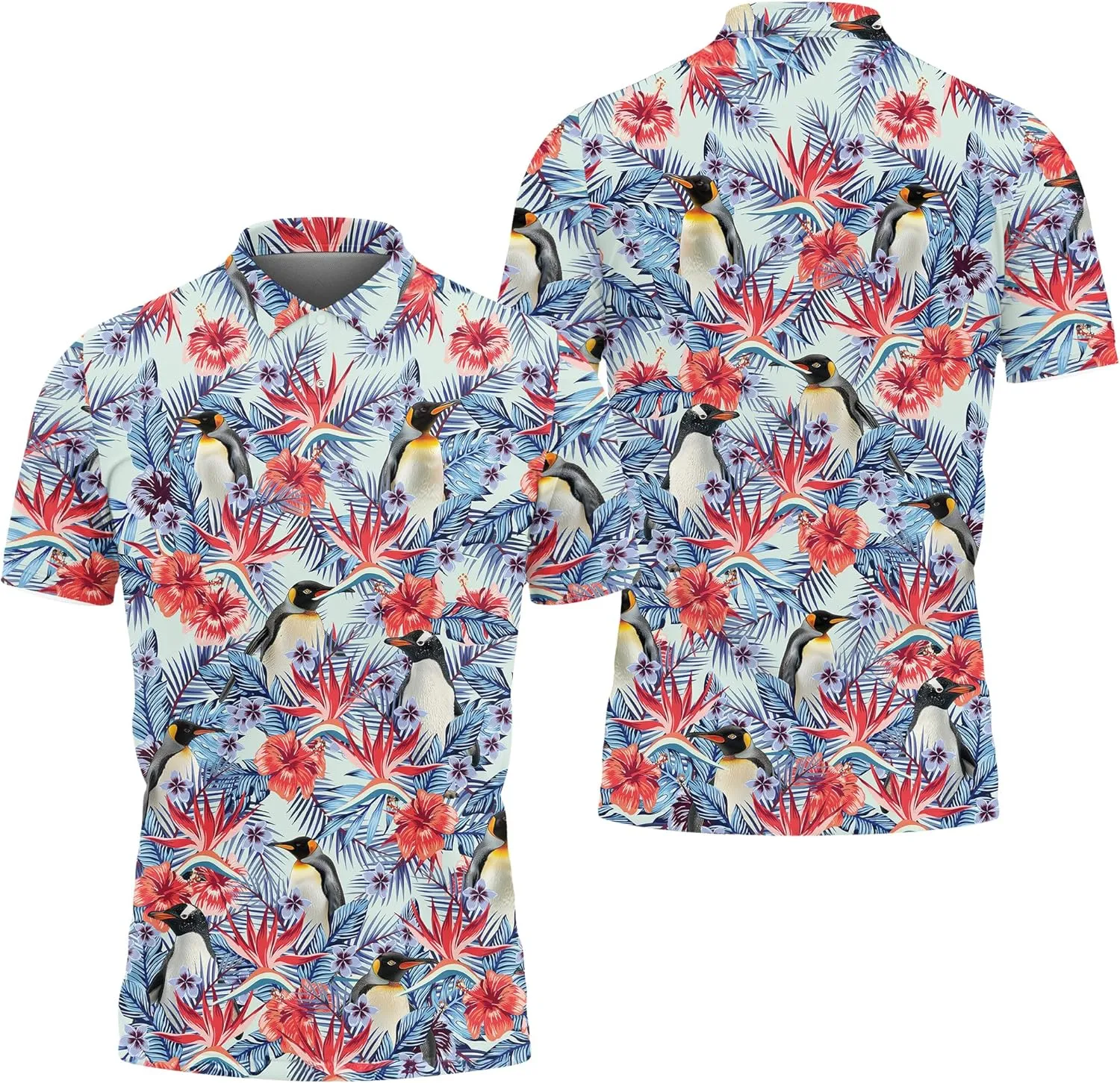 Penguin Polo Golf Shirts for Men Women - Cute Animal Mens Polo Shirts Short Sleeve Mens Polo Shirts Dry Fit Serie 102