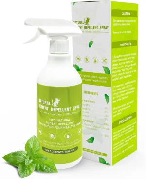 Peppermint Oil Spray for Rodents - Pure Peppermint & Mint Oil Spray for Mouse, Mice, Rat - Natural Repellent for Indoor, Outdoor, Car Engine, Home, Attic, Garage - Pet & Kids Safe.(16 Oz)
