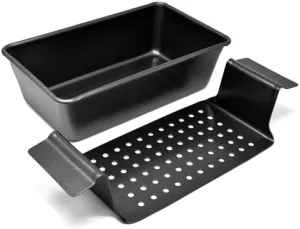 PERLLI Meat Loaf Pan with Drip Tray – 2 Pc. 9.8 x 5.7 In. High-Carbon-Steel Nonstick Meatloaf Pan with Drain Tray – Large BPA-Free Oven Loaf Pan for Baking, Bread, Cakes, Roasting Meat, & More