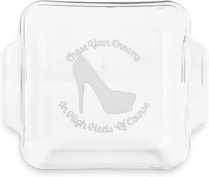 Personalized High Heels Glass Cake Dish - 8in x 8in