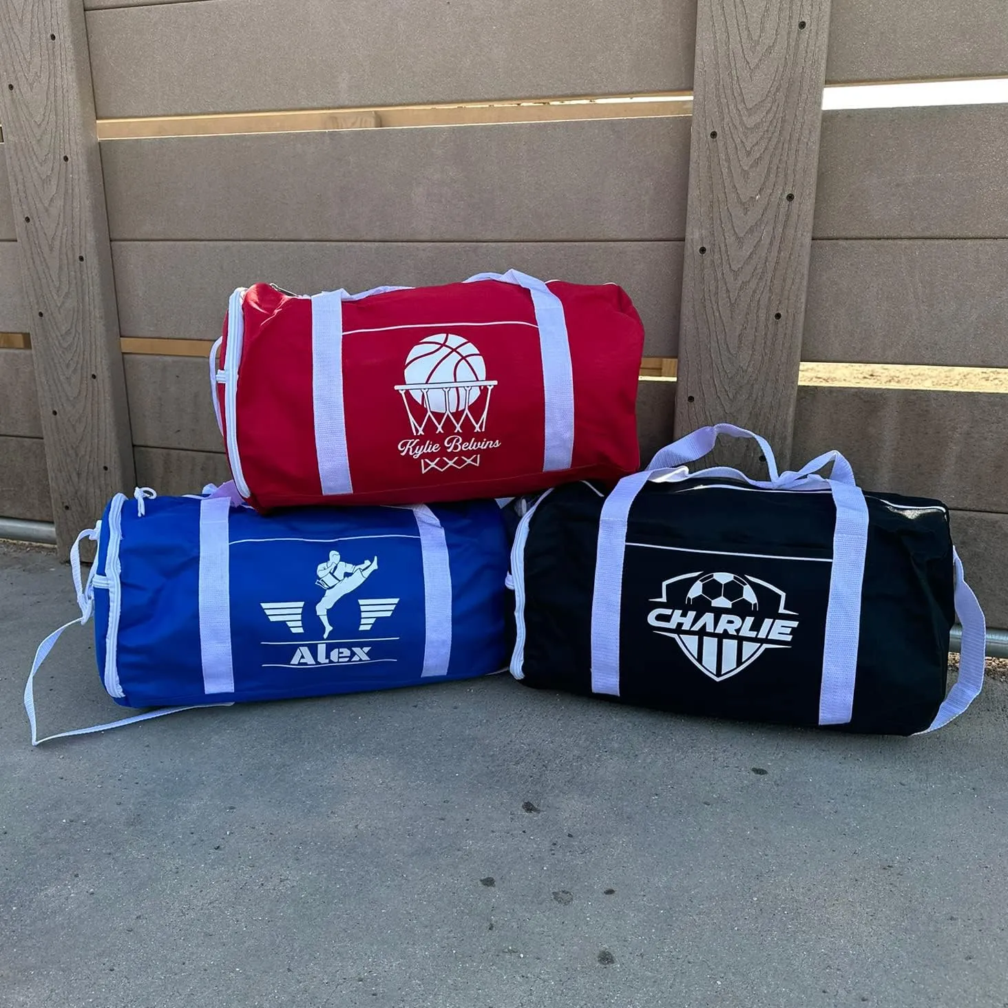 Personalized Sport/Gym Roll Duffel Bag - Soccer Black 18"
