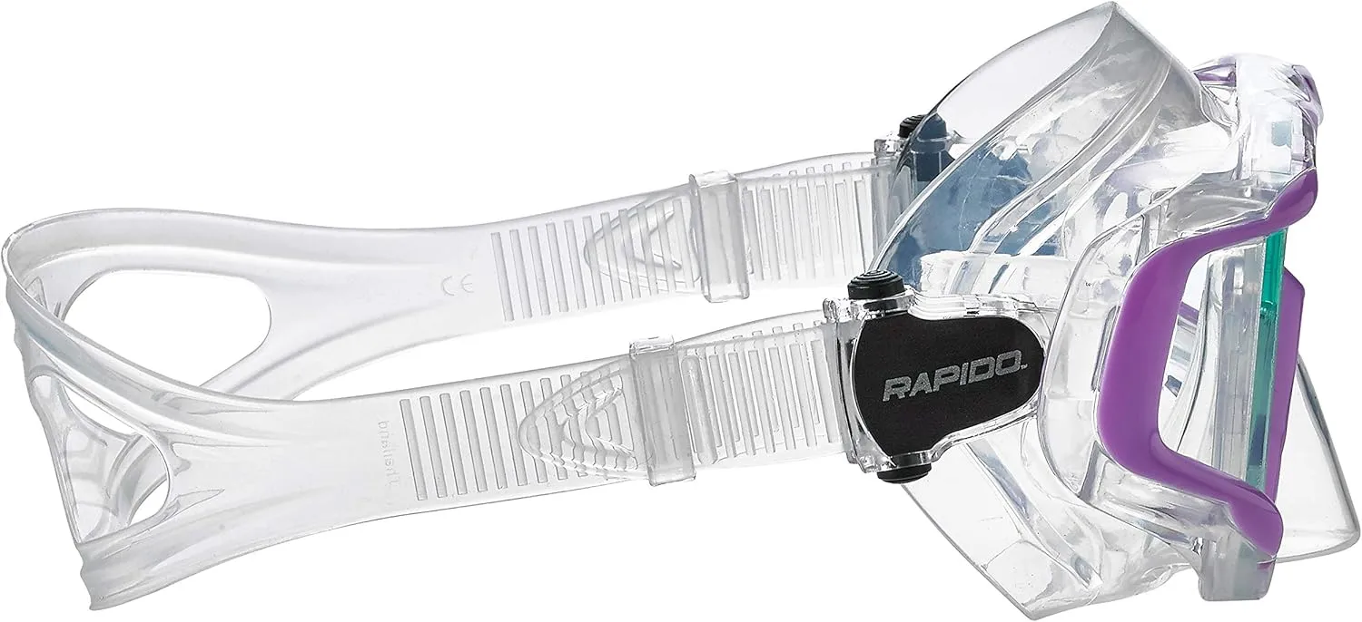 Phantom Aquatics Rapido Boutique Collection Clareza Three Window Tempered Glass Lens Mask Fin Snorkel Set with Snorkeling Gear Carry Bag