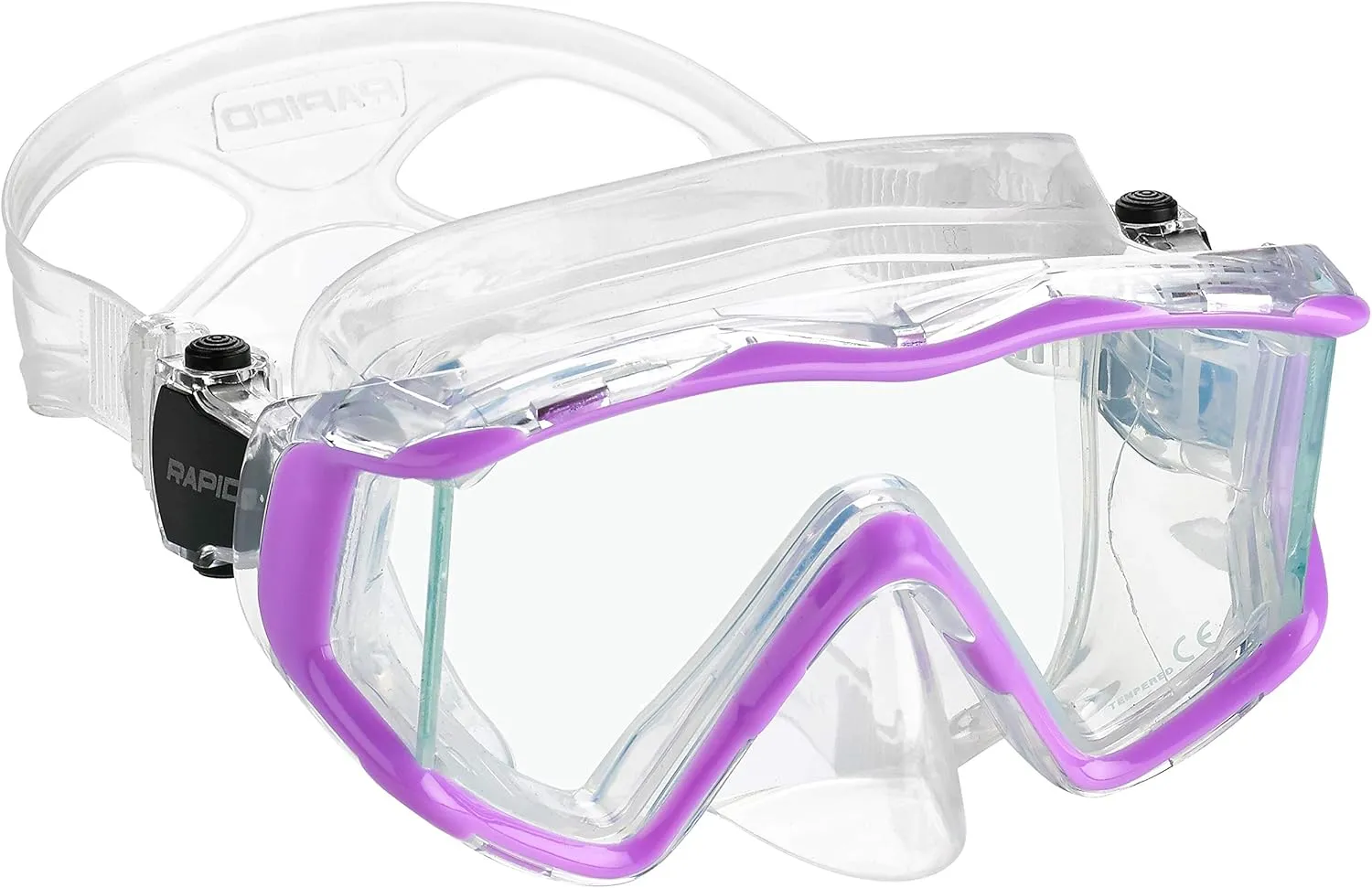 Phantom Aquatics Rapido Boutique Collection Clareza Three Window Tempered Glass Lens Mask Fin Snorkel Set with Snorkeling Gear Carry Bag