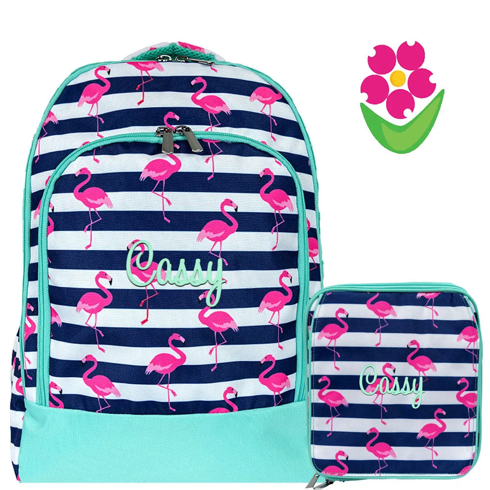 Pink Flamingo Lunch Bag and Backpack Combo