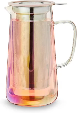 Pinky Up Annika Glass Teapot - Tea Glass Pot Infuser and Tea Kettle for Loose Tea, 33oz Iridescent