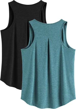 PINSPARK Workout Tops for Women Racerback Tank Top Pack Sleeveless Athletic Running Tops Loose Gym Shirt Quick Dry Yoga Tank