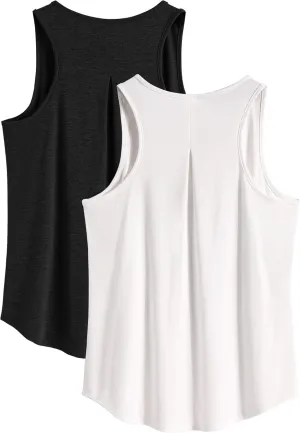 PINSPARK Workout Tops for Women Racerback Tank Top Pack Sleeveless Athletic Running Tops Loose Gym Shirt Quick Dry Yoga Tank
