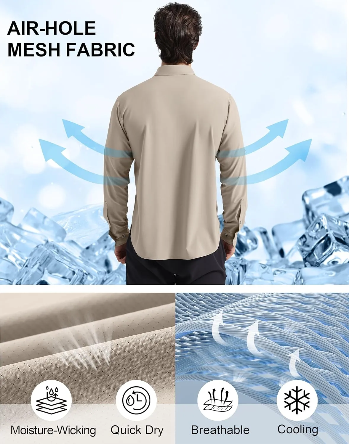 Pioneer Camp Men's Fishing Shirts Long Sleeve UPF50  Sun Protection UV Button Down Shirts Quick Dry Cooling for Hiking Safari