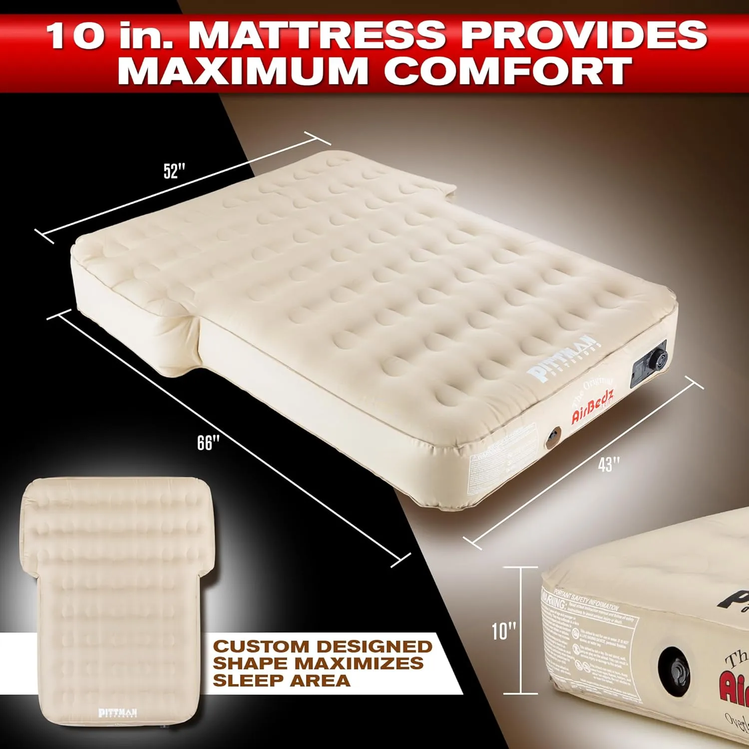 Pittman Outdoors PPI-TAN_XUV Original AirBedz Air Bed Mattress for SUV and Crossovers