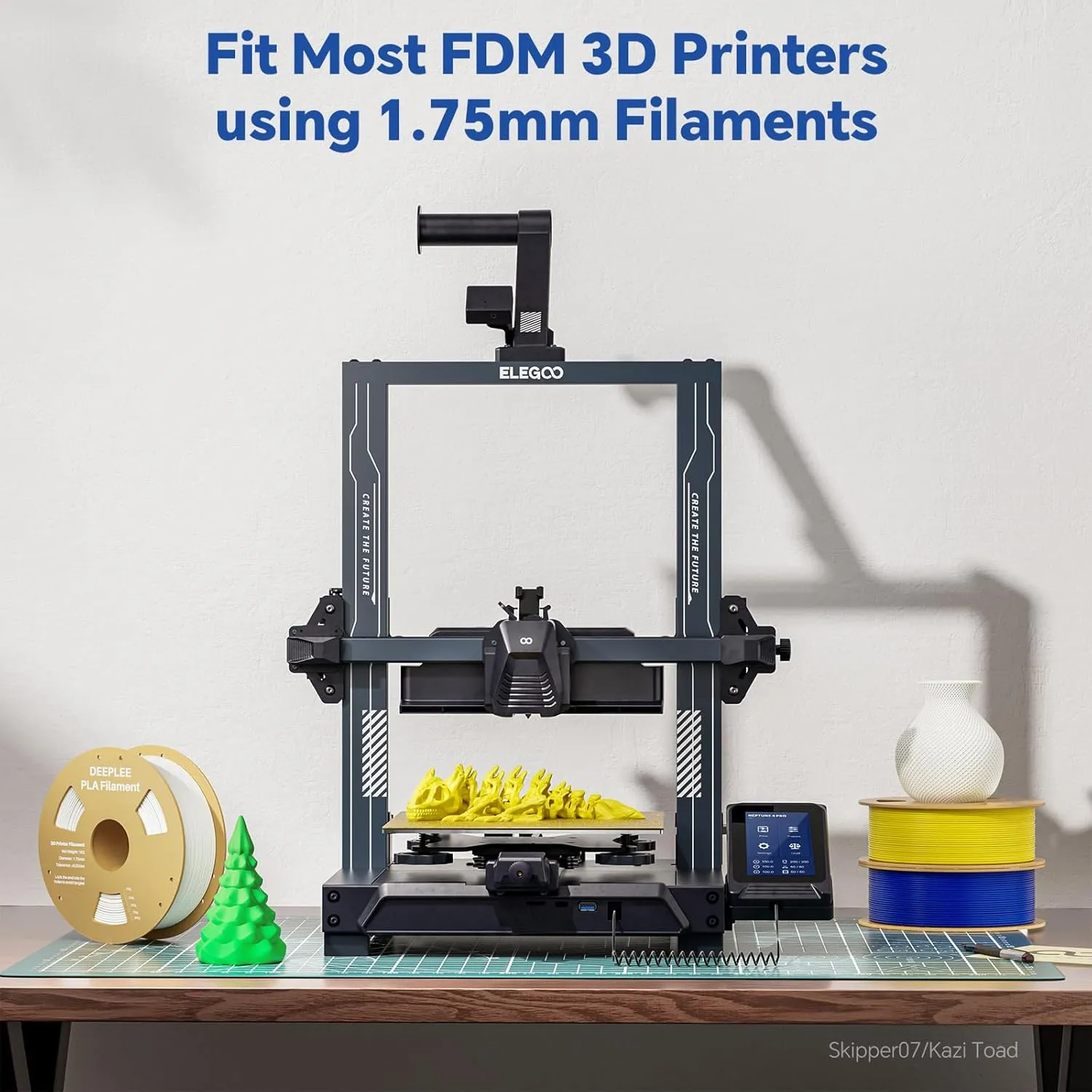 PLA 1.75mm 3D Printer Filament, Dimensional Accuracy  /- 0.02mm, Neatly Wound, No Clogging, Vacuum Package, Fits for Most FDM 3D Printers, Cardboard Spool 2kg Black