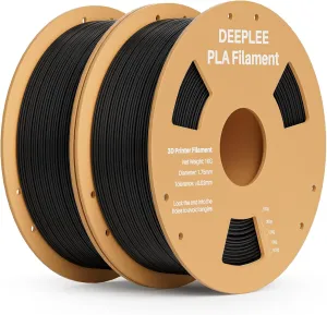PLA 1.75mm 3D Printer Filament, Dimensional Accuracy  /- 0.02mm, Neatly Wound, No Clogging, Vacuum Package, Fits for Most FDM 3D Printers, Cardboard Spool 2kg Black
