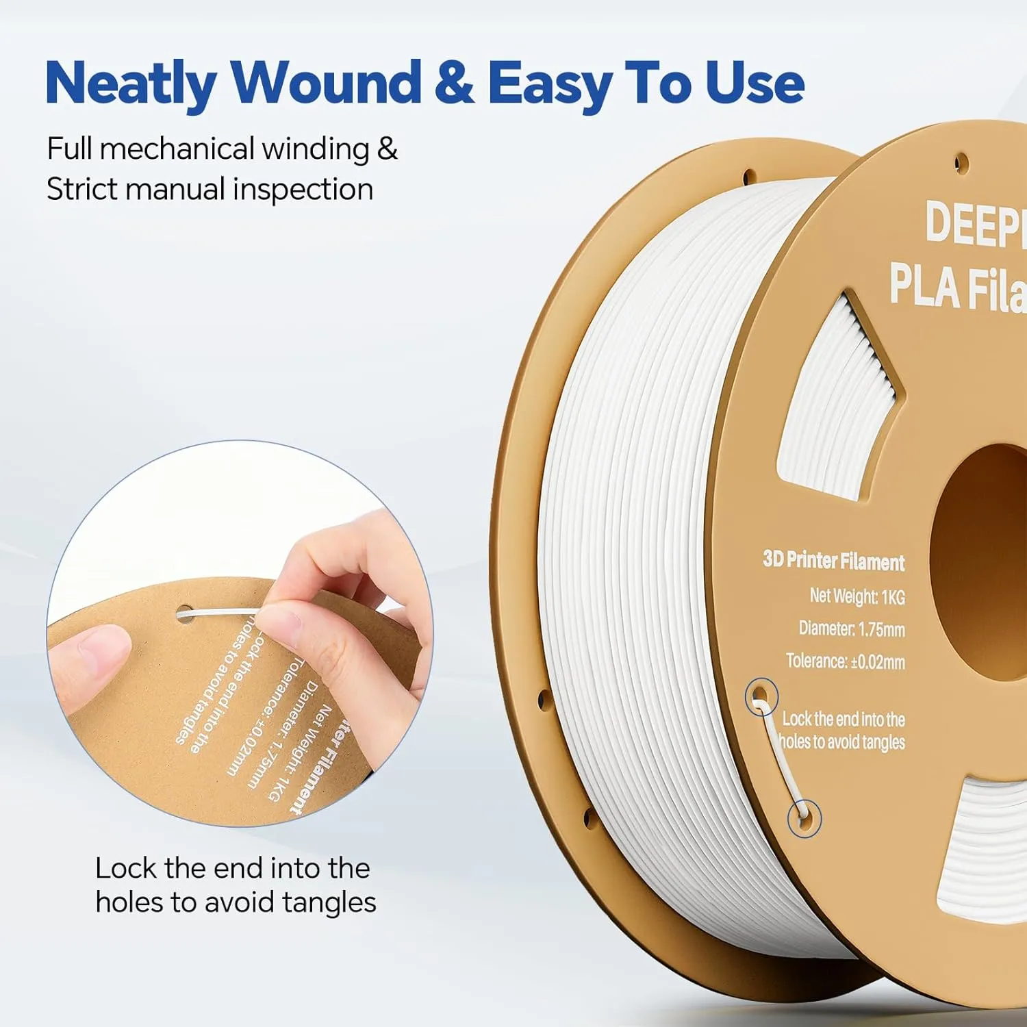 PLA 1.75mm 3D Printer Filament, Dimensional Accuracy  /- 0.02mm, Neatly Wound, No Clogging, Vacuum Package, Fits for Most FDM 3D Printers, Cardboard Spool 2kg Black