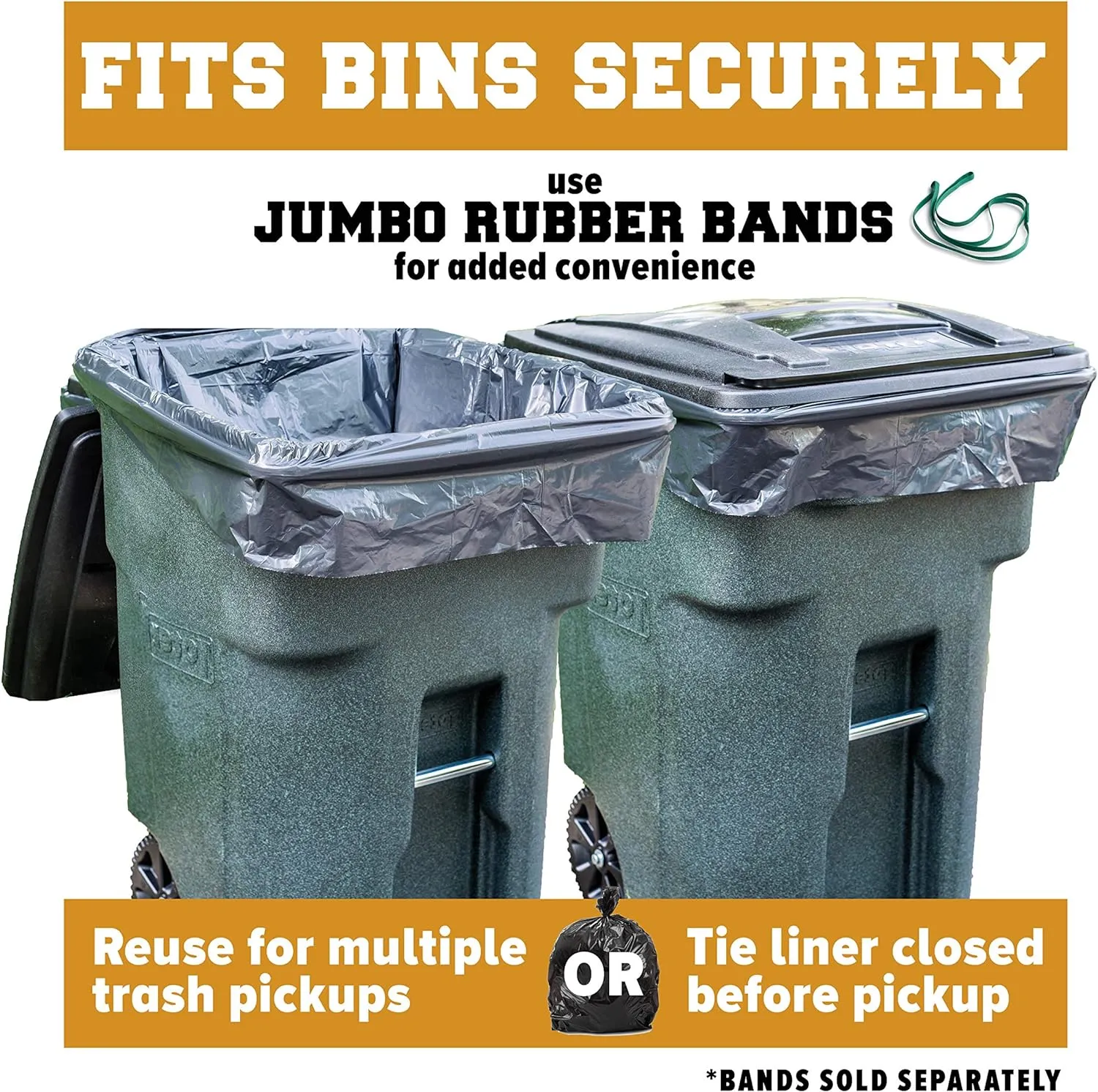 Plasticplace 95-96 Gallon Garbage Can Liners │ 1.5 Mil │ Black Heavy Duty Trash Bags │ 61” X 68” (50Count) (W95LDB15)