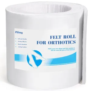 Pllieay Adhesive Felt Premium Grade, Orthopedic Felt Roll 1/4" x 6" x 2.5yd. Quality Rayon Blend for Provide Cushioning and Support in Pain Foot