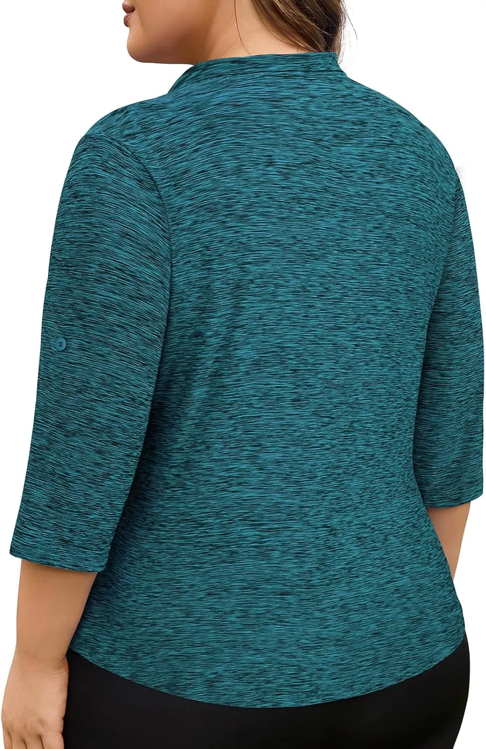 Plus Size Golf Polo Shirts for Women 3/4 Sleeve Quarter Zip Pullover Quick Dry Workout Tops XL-5XL