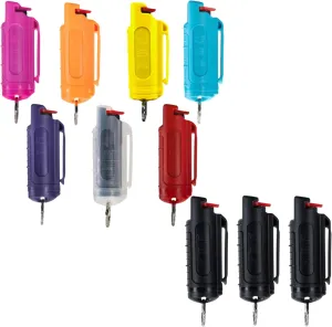 Police Magnum Pepper Spray self Defense Family Security Bundle Set- Made in The USA- 7 Rainbow Keychains- 3 Black Belt Clip Keychains