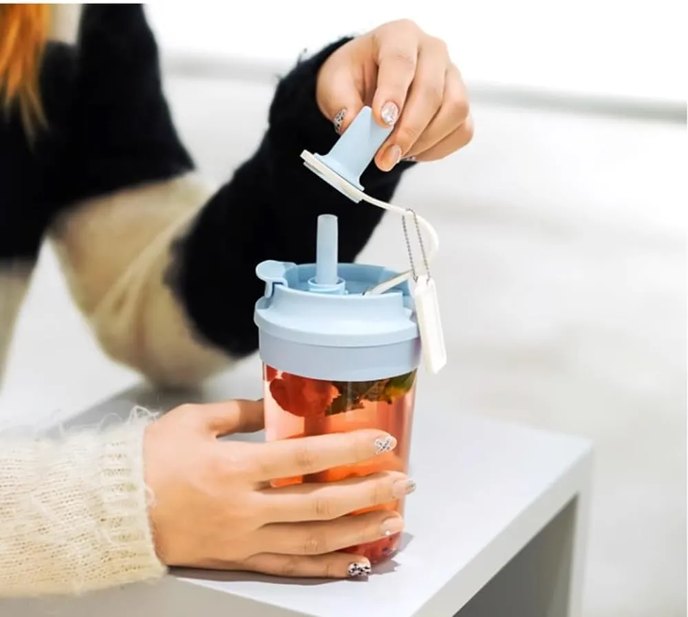 Portable Mixer Cup FashionWater Jug 420ml/14.8oz Water Bottle with Strainer for Men Women and Kids Sport Kettle
