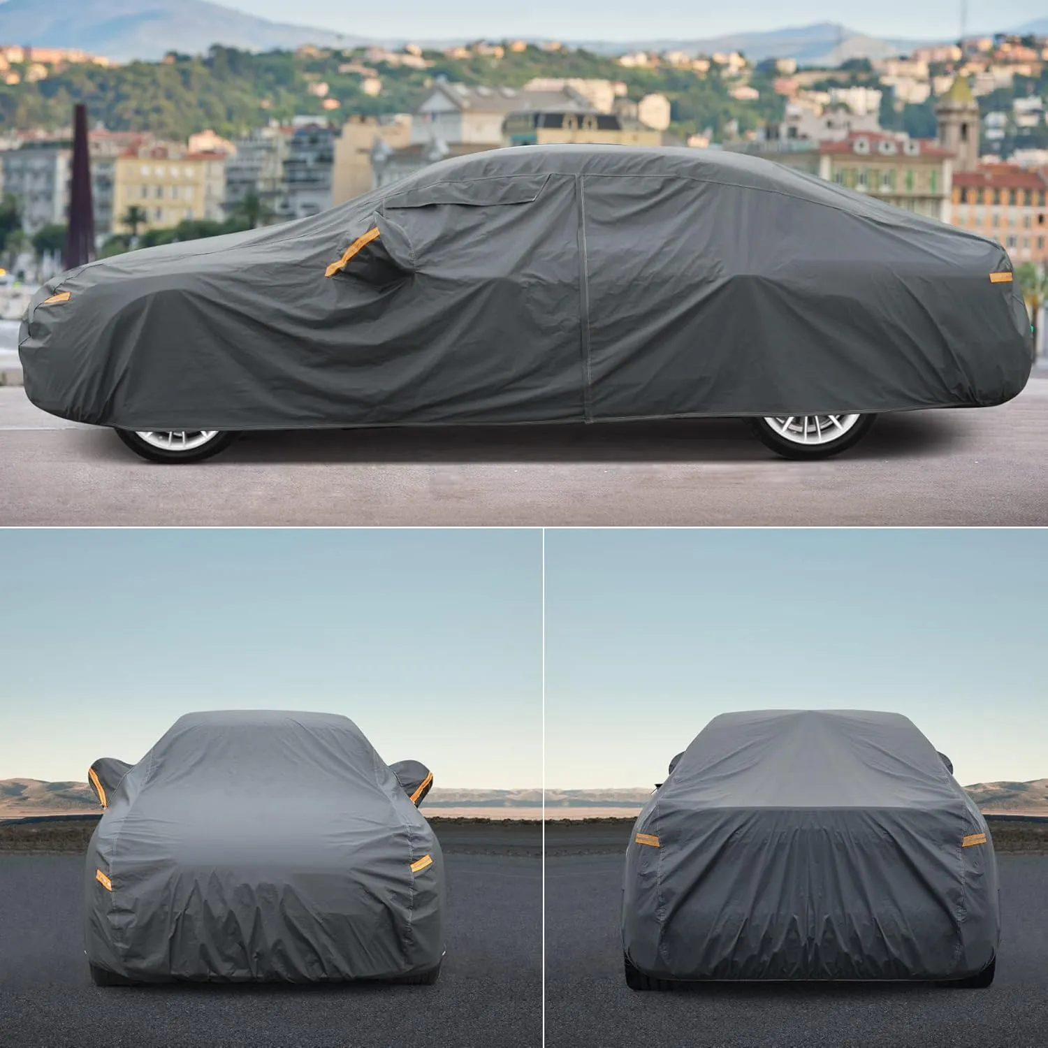 Premium Car Cover Custom Fit Honda Pilot (2008-2025), 16 Layers Heavy Duty Car Cover Waterproof All Weather with Zipper Door for Sun Rain Snow Dust Uv Protection