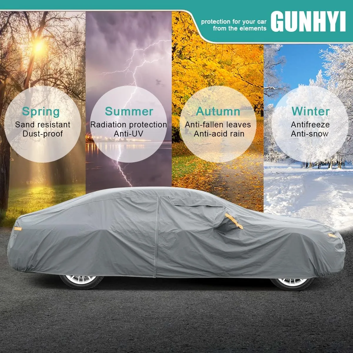 Premium Car Cover Custom Fit Honda Pilot (2008-2025), 16 Layers Heavy Duty Car Cover Waterproof All Weather with Zipper Door for Sun Rain Snow Dust Uv Protection