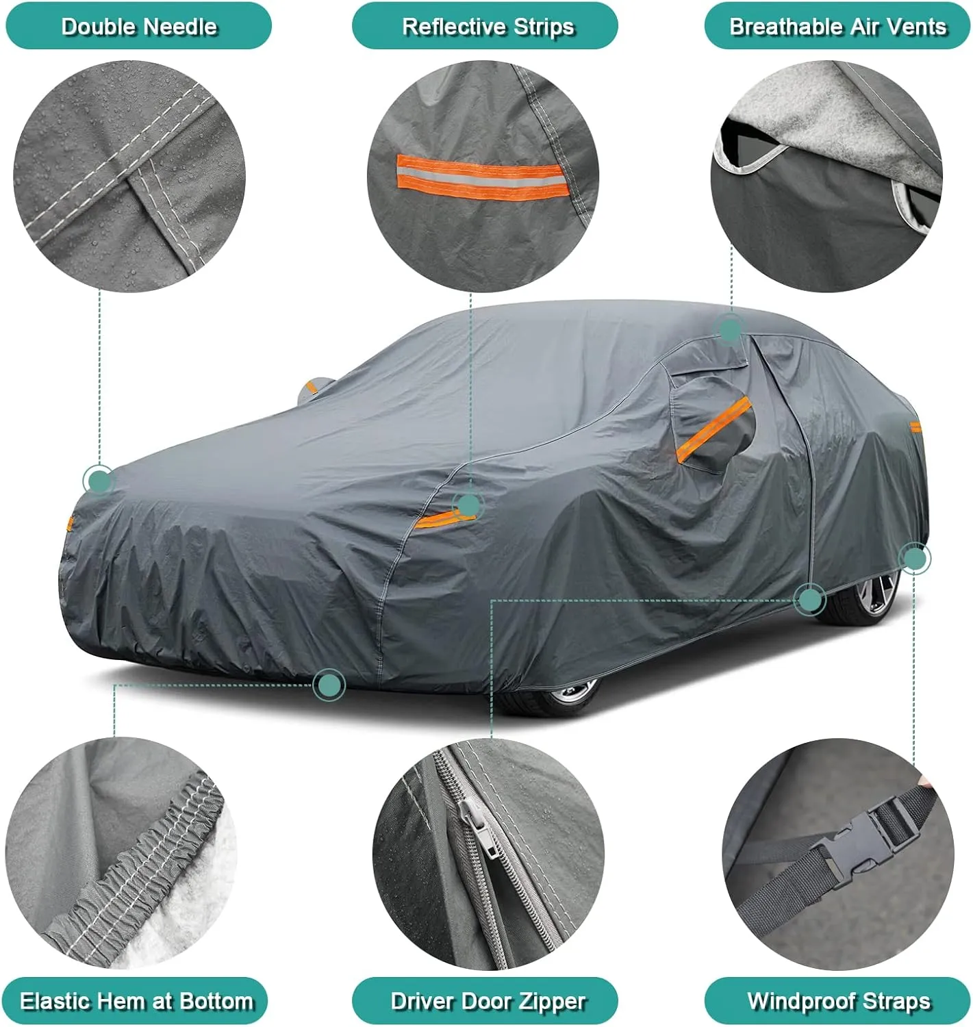 Premium Car Cover Custom Fit Honda Pilot (2008-2025), 16 Layers Heavy Duty Car Cover Waterproof All Weather with Zipper Door for Sun Rain Snow Dust Uv Protection