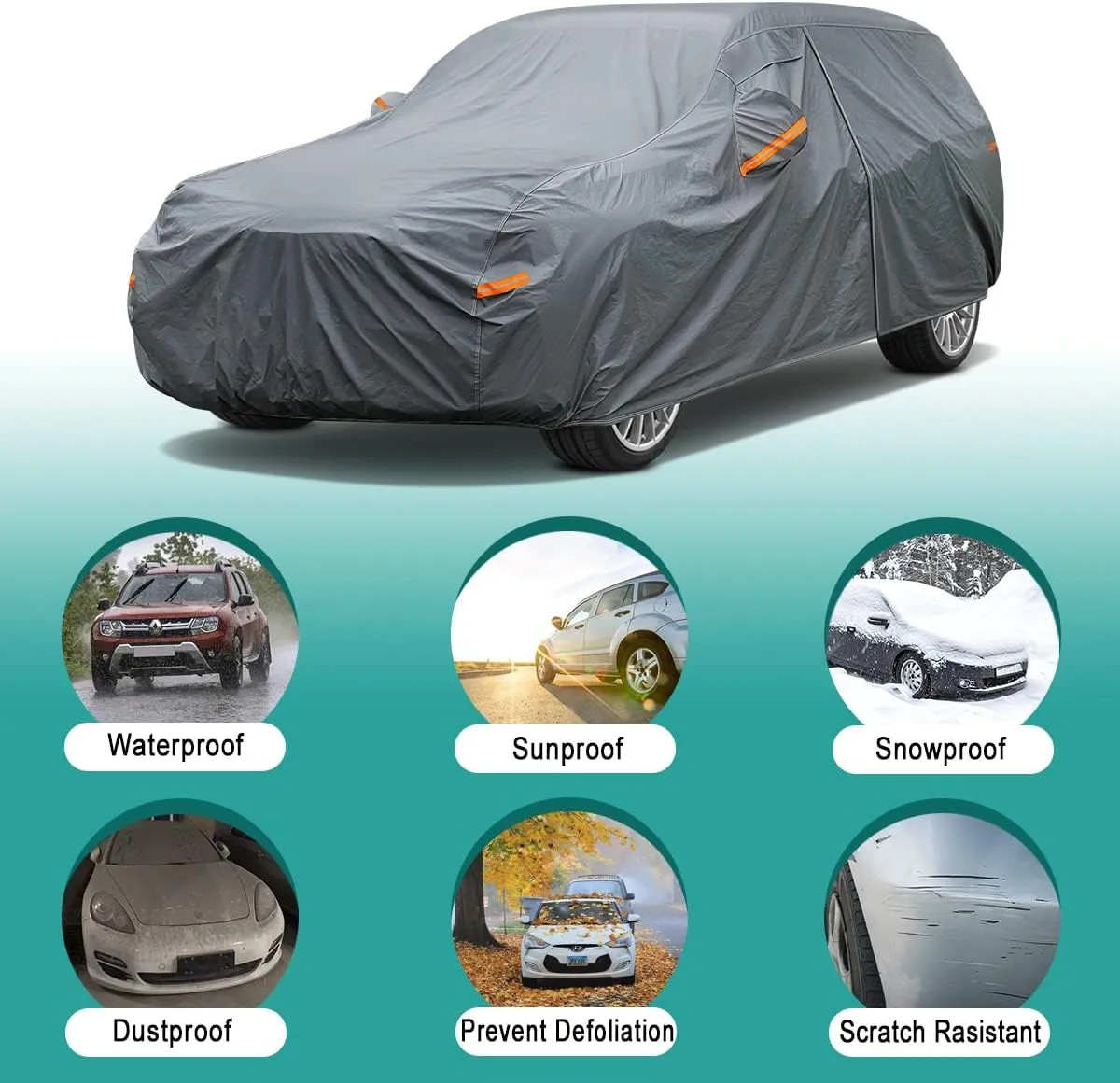 Premium Car Cover Custom Fit Honda Pilot (2008-2025), 16 Layers Heavy Duty Car Cover Waterproof All Weather with Zipper Door for Sun Rain Snow Dust Uv Protection