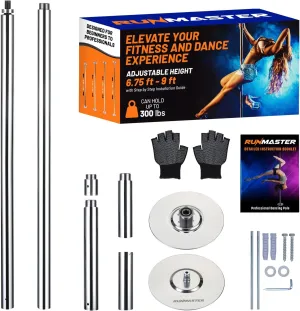 Premium Pole Spinning Static Dance Pole Kit | Portable & Removable 45mm Exercise Pole for Club, Party, Home Easy Assembly Safe & Sturdy Steel Construction | Silicone Rubber Protection