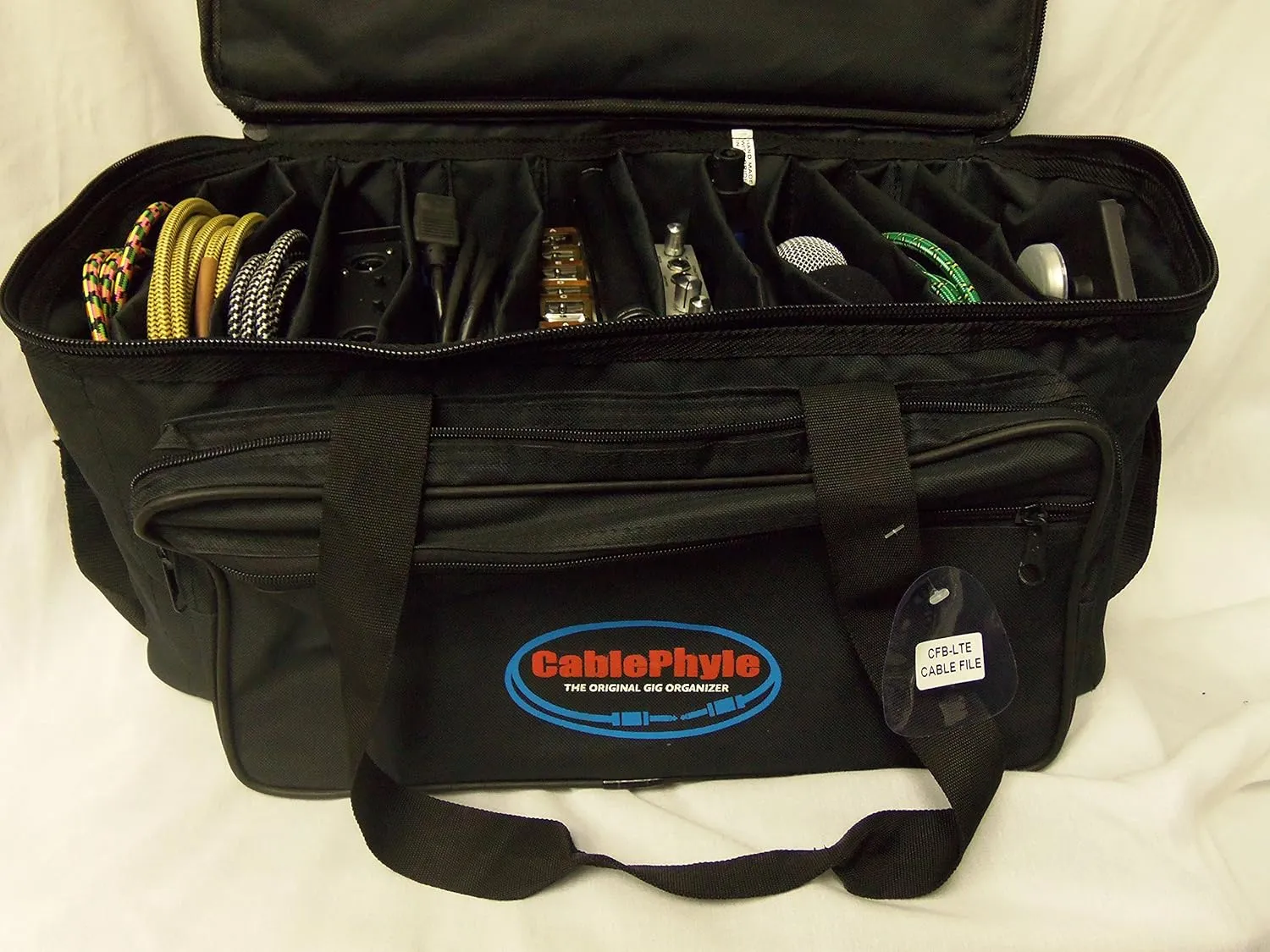 Professional 12-Slot Cable File Gig Bag, for Cords, Sound Equipment, DJ Gear, Musician Accessories, CFB-LTE
